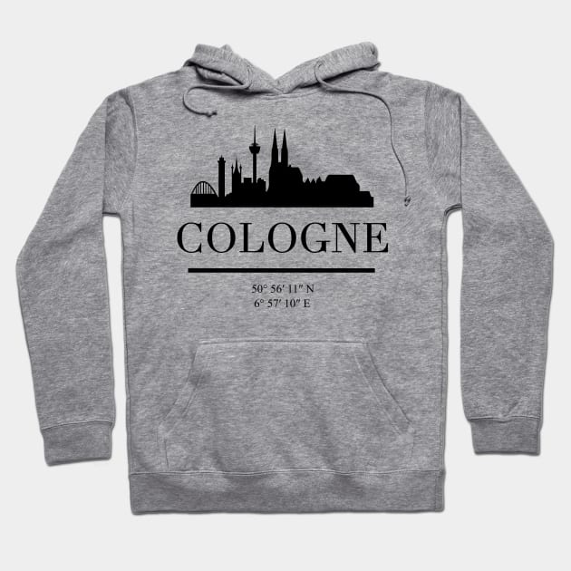 COLOGNE GERMANY BLACK SILHOUETTE SKYLINE ART Hoodie by deificusArt